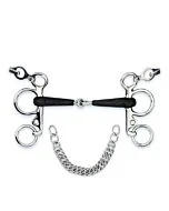 Pelham bit rubber mondstuk, enkel gebroken