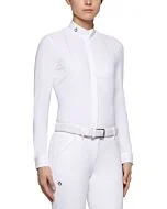 Cavalleria Toscana Laser Perforated Technical Knit Dames Wedstrijd Shirt L/S Wit