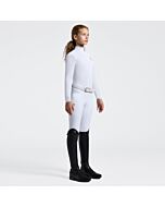 Cavalleria Toscana Girl's Long Sleeve Competition Shirt with Floral Embroidery - Wit