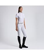 Cavalleria Toscana Women's Competition S/S Shirt in Technical Jersey Perforated with Buttons - Wit