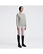 Cavalleria Toscana Women's Crew Neck Sweater with Floral Embroidery - Belgian Block