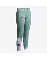 Cavalleria Toscana Girl's Embroidery Jumping Knee Grip Breeches - Light Teal Green