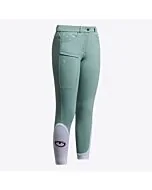 Cavalleria Toscana Girl's Embroidery Jumping Knee Grip Breeches - Light Teal Green