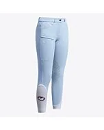 Cavalleria Toscana Girl's Embroidery Jumping Knee Grip Breeches - Blue Fog