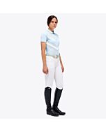 Cavalleria Toscana Dames Perforated Jersey Zip Competition Polo Powder Blue