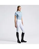 Cavalleria Toscana Women's Technical Training Polo Short Sleeved with Tufted Logo - Blue Fog