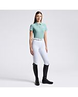 Cavalleria Toscana Women's technical Training Polo Short Sleeved Jersey with Embossed Logo - Light Teal Green