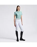 Cavalleria Toscana Women's technical Training Polo Short Sleeved Jersey with Embossed Logo - Light Teal Green