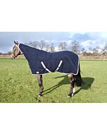 QHP Deken Wol Sheepy Hood Navy Grijs