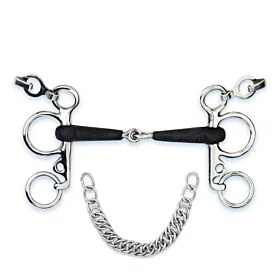 Pelham bit rubber mondstuk, enkel gebroken