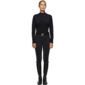 Cavalleria Toscana Tech Wool Laser Cut Zip L/S Training Shirt Black