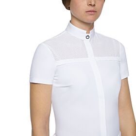 Cavalleria Toscana Collar Perforated Insert Dames Wedstrijd Shirt S/S 