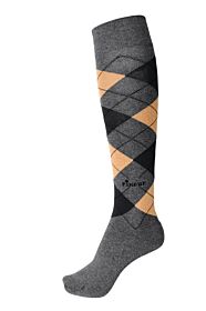 Pikeur Kniekousen Ruit Antraciet / Grijs / Geel