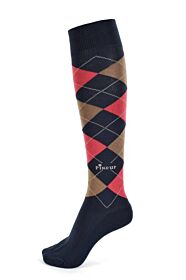 Pikeur Kniekousen Ruit Navy / Cardinal / Nude