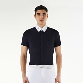 Cavalleria Toscana Technical Piquet Effect Jersey Competition Polo with Piping Inserts Heren