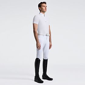 Cavalleria Toscana Men's Short Sleeves Zip Riding Shirt - White