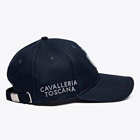 Cavalleria Toscana Cotton Baseball Cap with Flock Logo Navy