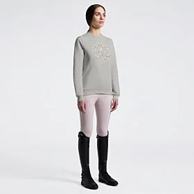 Cavalleria Toscana Women's Crew Neck Sweater with Floral Embroidery - Belgian Block