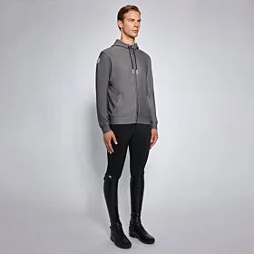 Cavalleria Toscana Men's Diagonal Weave Zip Hoodie Grey
