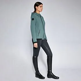 Cavalleria Toscana Women's Perforated Jersey Hooded Softshell Jacket Petroleum