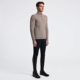 Cavalleria Toscana Men's Pure Wool Half Zip Sweater Walnut