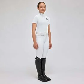 Cavalleria Toscana Team S/S Zip Wedstrijd Shirt Girl - Wit