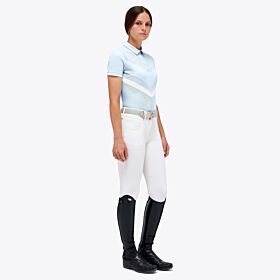Cavalleria Toscana Dames Perforated Jersey Zip Competition Polo Powder Blue