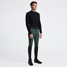 Cavalleria Toscana Men's Tech Wool Long Sleeve Training Turtleneck with Half Zip Black 