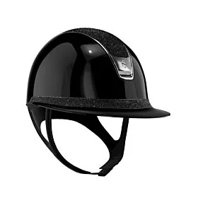Samshield Miss Shield Rijhelm Crystal Fabric Swarovski Glossy Black / Chrome Silver Trim & Chrome Blason