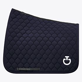Cavalleria Toscana Circular Quilted Jersey Saddle Pad Navy Wit CT logo