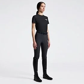 Cavalleria Toscana Dames Perforated T-shirt met Inserts - Korte mouw - Charcoal