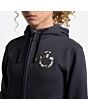 Cavalleria Toscana Girl's Hoodie with Zip and Floral Embroidery - Charcoal