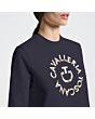 Cavalleria Toscana Women's Crew Neck Sweater with Floral Embroidery - Charcoal