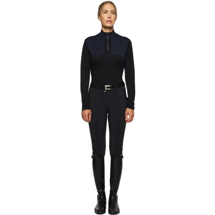 Cavalleria Toscana Tech Wool Laser Cut Zip L/S Training Shirt Black