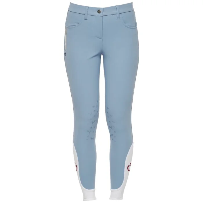 Cavalleria Toscana Logo Grip Breeches Girl Light Blue