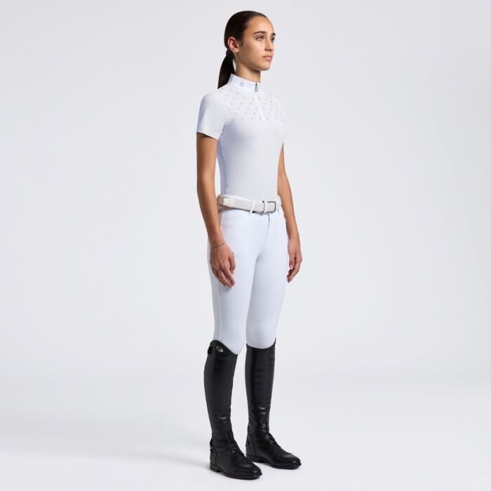 Cavalleria Toscana Girl's S/S Competition Shirt with CT logo - White