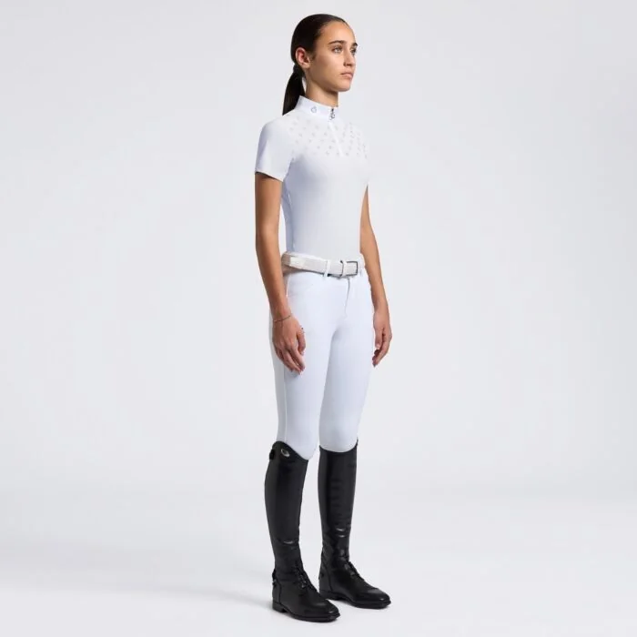 Cavalleria Toscana Girl's S/S Competition Shirt with CT logo - White