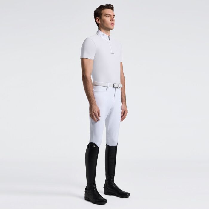 Cavalleria Toscana Men's Short Sleeves Zip Riding Shirt - White