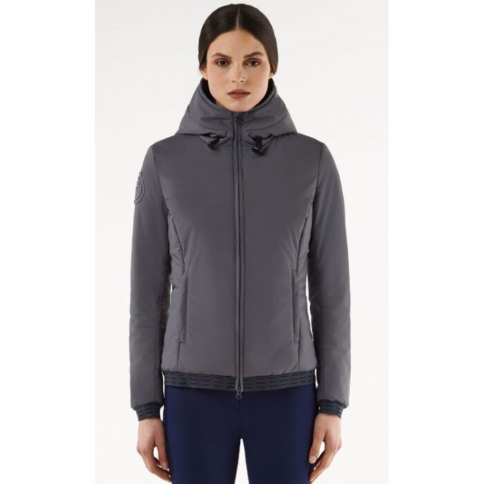 Cavalleria Toscana Nylon Hooded Jacket with Pattern Fleece Black