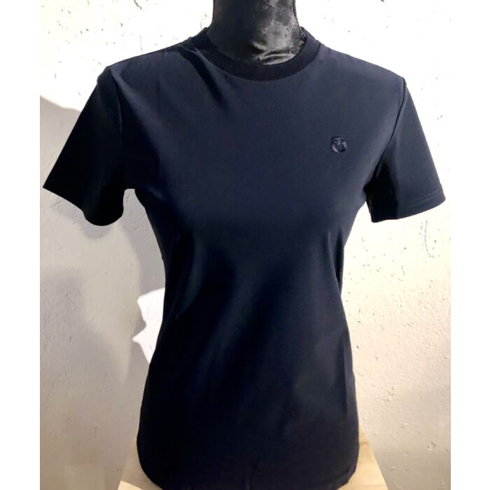 Cavalleria Toscana Perforated Jersey T-shirt with side zip pocket Navy