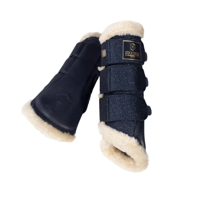 Eskadron Heritage Tendon Boots Glitter Mesh FauxFur Navy
