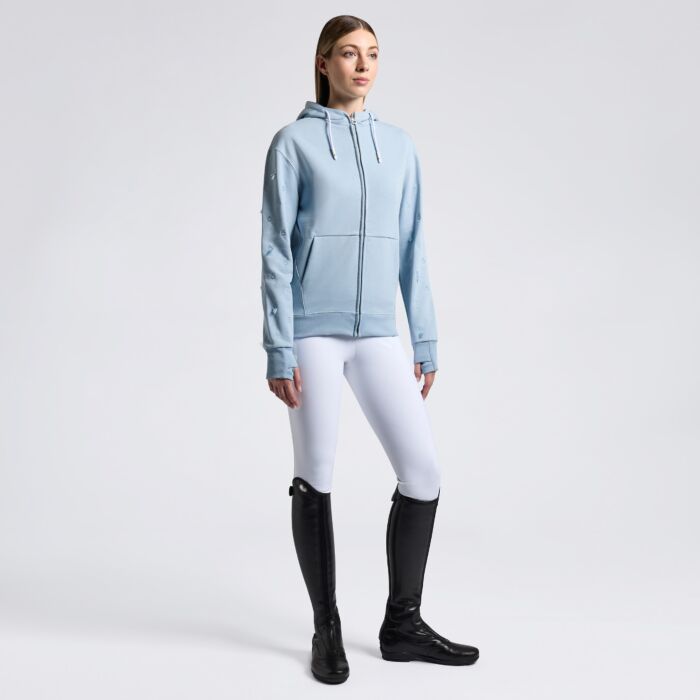 Cavalleria Toscana Women's Hoodie with central zip - Blue Fog