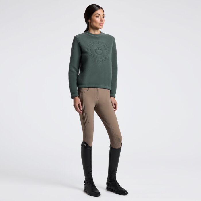 Cavalleria Toscana Women's Fleece Crew Neck Pullover - Jungle Green