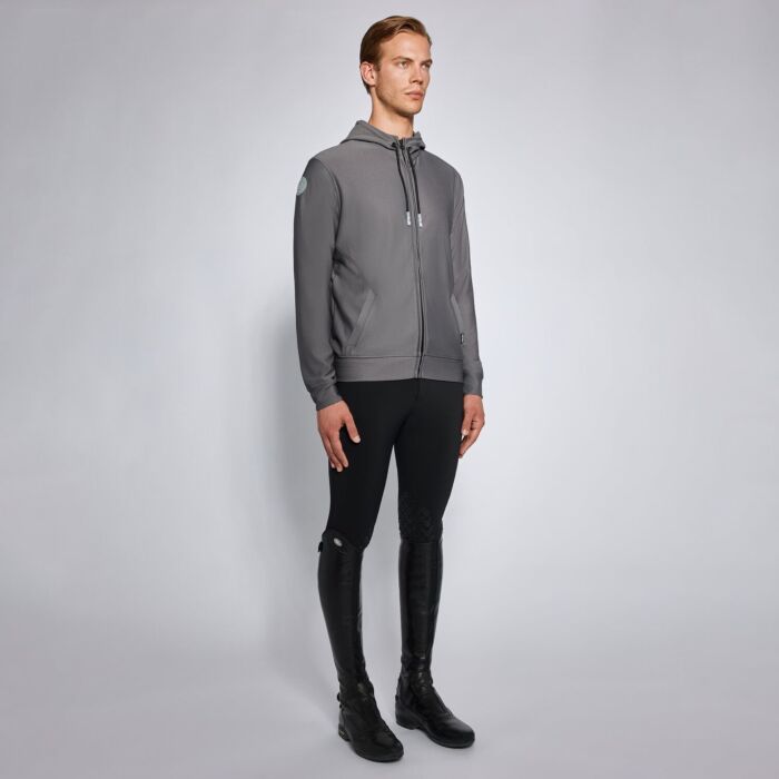 Cavalleria Toscana Men's Diagonal Weave Zip Hoodie Grey