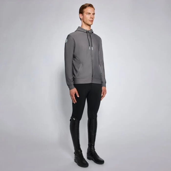 Cavalleria Toscana Men's Diagonal Weave Zip Hoodie Grey
