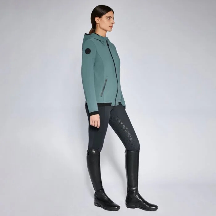 Cavalleria Toscana Women's Perforated Jersey Hooded Softshell Jacket Petroleum