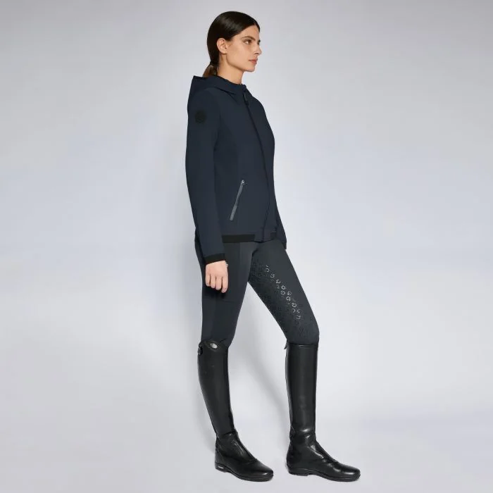 Cavalleria Toscana Women's Perforated Jersey Hooded Softshell Jacket Navy