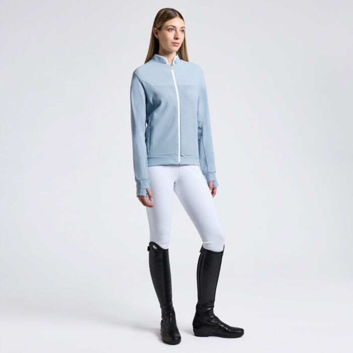 Cavalleria Toscana Women's Technical Crew Neck Sweatshirt with Zip - Blue Fog