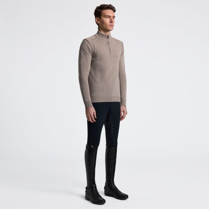 Cavalleria Toscana Men's Pure Wool Half Zip Sweater Walnut