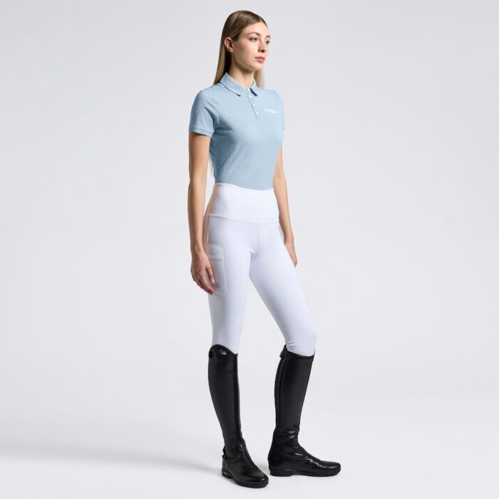 Cavalleria Toscana Women's Technical Training Polo Short Sleeved with Tufted Logo - Blue Fog